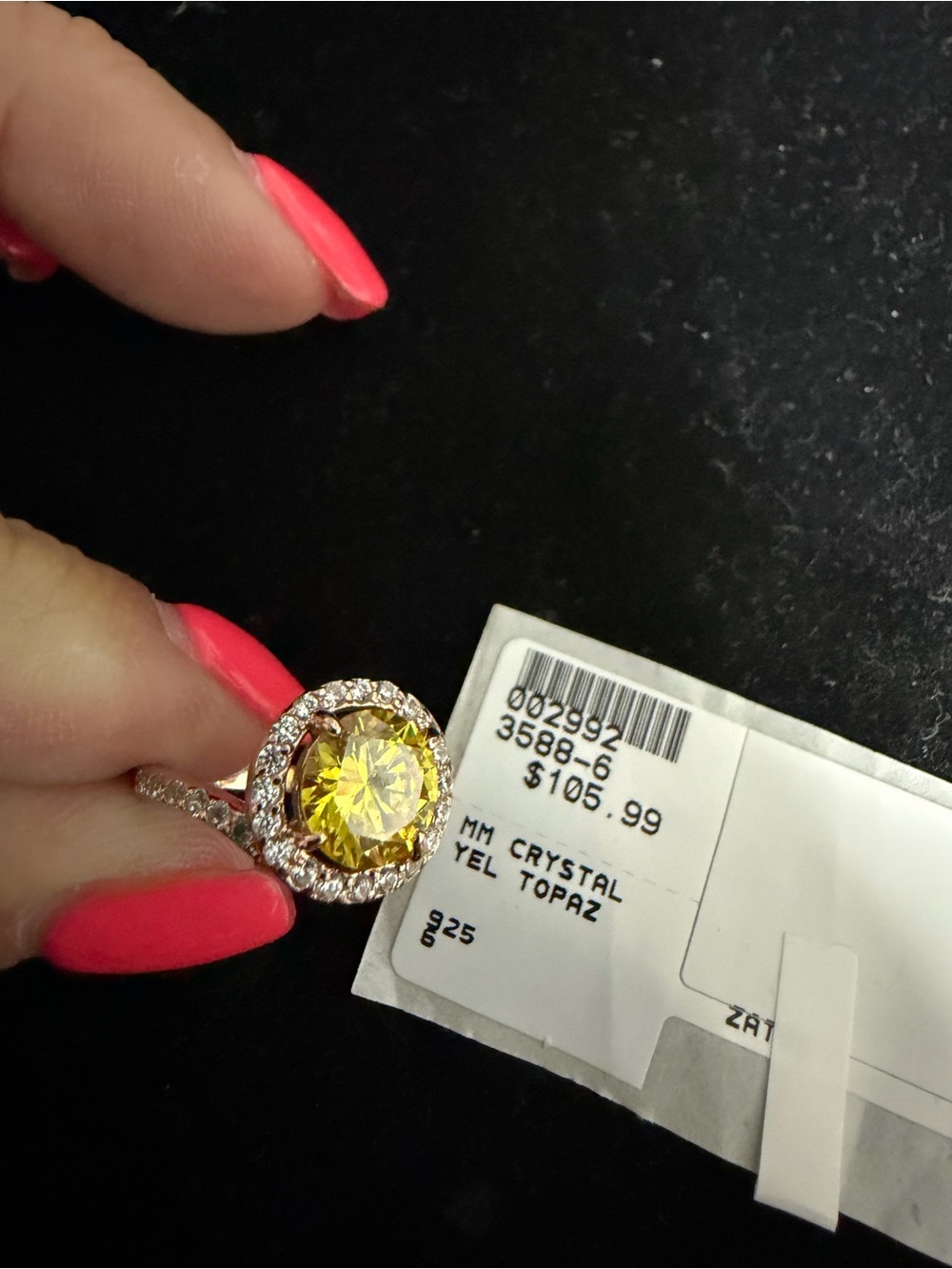 925 SILVER NWT ROSE GOLD OVER TOPAZ CRYSTAL